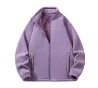 JCVBN Dopamine Color Series - Cárdigan para mujer, forro polar, cuello alto, manga larga, ajuste holgado, cálido forro interior para otoño e invierno, Mujer Taro Morado, XXL