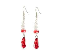 JCVBN - Juego de collar y pulsera con borla de cristal de perlas de imitación para mujer, diseño gótico de sangre roja multicapa, Aluminio