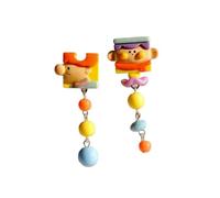 JCVBN - Pendientes asimétricos con diseño de rompecabezas de resina, diseño creativo de dibujos animados, joyería colorida para mujer, Aluminio