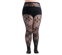 JCVBN - Red de pesca jacquard para mujer, diseño de cuadrícula de diamante, talla grande, medias de nailon para mujer, Negro, XXL