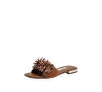 JCVBN - Sandalias planas con diamantes de imitación para mujer, puntera cuadrada, puntera abierta, sandalias planas con correa de cristal, sandalias planas para mujer, plantilla acolchada, Brown, 36.5