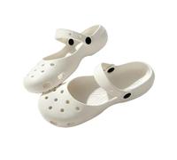 JCVBN - Sandalias tipo zuecos con diamantes de imitación para mujer, suela gruesa, correa de talón ajustable, Mary Jane de dos vías con puntera cerrada, pantuflas de playa de verano, White, 36.5 EU