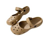 JCVBN - Sandalias tipo zuecos con diamantes de imitación para mujer, suela gruesa, correa de talón ajustable, Mary Jane de dos vías con puntera cerrada, pantuflas de playa de verano, Brown, 36.5 EU