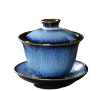 JCVBN - Taza de té de porcelana Gaiwán, exquisito diseño de cielo estrellado, cerámica esmaltada, horno de Gaiwán, cubierta de transformación, tazón de sopa con tapa