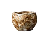 JCVBN Yaki - Tazón de té grande con esmalte crema hecho a mano, taza de cerámica esmaltada cristalina para ceremonia de té matcha