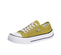 JCVBN - Zapatos de lona para mujer, con cabeza de mango, con cordones, planos, informales, vulcanizados, Caña baja amarilla, 35.5 EU