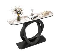 JCWGLY Mesa Consola Elegante Mesa De Consola, Superficie De Roca Y Soporte De Metal, Mesa De Entrada Estrecha para Sala De Estar, Pantalla del Vestíbulo(Black B,80cm/31.5in)