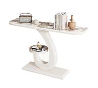 JCWGLY Mesa Consola Mesa De Consola De Entrada Compacta, Escritorio De Roca Y Marco De Metal, Mesa De Sofá para Vestíbulo, Pasillo, Decoración De La Sala De Estar(White B,100cm/39.4in)