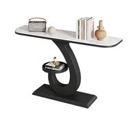 JCWGLY Mesa Consola Mesa De Consola De Entrada Compacta, Escritorio De Roca Y Marco De Metal, Mesa De Sofá para Vestíbulo, Pasillo, Decoración De La Sala De Estar(Black A,120cm/47.2in)
