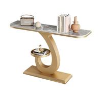JCWGLY Mesa Consola Mesa De Consola De Entrada Compacta, Escritorio De Roca Y Marco De Metal, Mesa De Sofá para Vestíbulo, Pasillo, Decoración De La Sala De Estar(Gold C,80cm/31.5in)