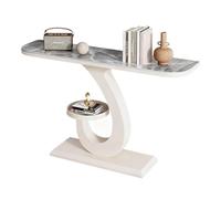 JCWGLY Mesa Consola Mesa De Consola De Entrada Compacta, Escritorio De Roca Y Marco De Metal, Mesa De Sofá para Vestíbulo, Pasillo, Decoración De La Sala De Estar(White C,80cm/31.5in)