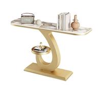 JCWGLY Mesa Consola Mesa De Consola De Entrada Compacta, Escritorio De Roca Y Marco De Metal, Mesa De Sofá para Vestíbulo, Pasillo, Decoración De La Sala De Estar(Gold B,100cm/39.4in)