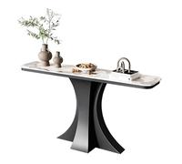 JCWGLY Mesa Consola Mesa De Consola Robusta, Superficie De Roca Y Patas De Metal, Mesa De Entrada Moderna para Vestíbulo, Pasillo, Uso De Apartamento(Black B,120cm/47.2in)