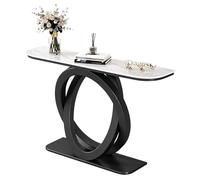 JCWGLY Mesa Consola Mesa De Entrada Robusta con Mesa De Roca Y Base De Metal, Mesa De Consola Moderna para Vestíbulo, Pasillo, Entrada De Casa(Black A,80cm/31.5in)