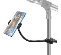 JCWINY - Soporte de teléfono para soporte de micrófono, soporte de teléfono para micrófono (brazo de cuello de cisne flexible de 10 pulgadas de largo), soporte de teléfono celular para soporte de