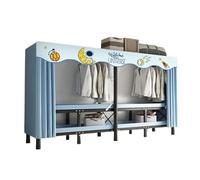 JCXIOC Armario de Tela Armario Plegable sin instalación, Armario con Cortina de Pantalla, Marco Acero Simple, Tela, Estante a Prueba Polvo(2.0m Wide)