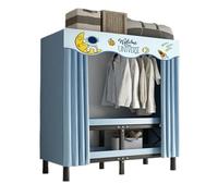 JCXIOC Armario de Tela Armario Plegable sin instalación, Armario con Cortina de Pantalla, Marco Acero Simple, Tela, Estante a Prueba Polvo(1.0m Wide)