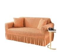 JCXIOC Funda de Sofá con Falda Funda de sofá elástica con Burbujas, 1/2/3/4 Dobladillo faldón, Universal(Orange,1 Seater(90-140cm))