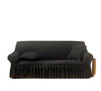 JCXIOC Funda de Sofá con Falda Funda de sofá elástica Universal for Cuatro Estaciones, 90 a 300 cm, for 1, 2, 3 o 4 plazas(Black,4 Seat (235-300cm))