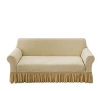JCXIOC Funda de Sofá con Falda Funda de sofá Jacquard con Falda, elástica, for Sala Estar, fácil Instalar y Lavable(Beige,2-Seater 145-185cm)