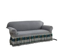 JCXIOC Funda de Sofá con Falda Funda de sofá Rejilla Burbujas con Falda, Funda 1/2/3/4 plazas, elástica Universal for Dormitorio, Sala Estar, decoración del hogar(Silver Grey,3 Steater(190-230cm))