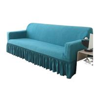 JCXIOC Funda de Sofá con Falda Funda elástica for sofá de 1, 2, 3 o 4 plazas con faldón, Color Liso, Gruesa, Jacquard, for Sala Estar(Emerald Green,L)