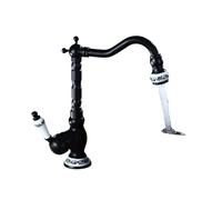 JCXIOC Grifo Estilo Vintage Grifo de Lavabo Antiguo Cepillado, Grifo Mezclador for Lavabo de baño, Grifo de latón y Porcelana(G Bronze Brushed)