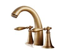 JCXIOC Grifo Estilo Vintage Grifos de Lavabo de latón Antiguo Grifo de Lavabo de baño clásico Manija de Doble Cruz Grifos mezcladores de encimera de Lavabo de 3 Orificios(05)