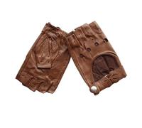 JCXIOC Guantes de Conducción de Piel Guantes de cuero medio dedo for mujer, moda, fitness, conducción, una sola capa, sin forro, huecos, cortos, motociclismo(Color 13,8)