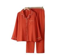 JCXIOC Pijama Mujer Conjunto de Pijamas de Mujer de algodón Rojo sin Estampado, Ropa Fina for el hogar for Primavera y otoño, Pantalones Largos de Manga Larga, Holgados y cómodos(M)