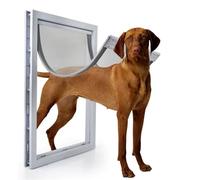 JCXIOC Puerta para Mascotas de Tamaño Grande Puerta for Mascotas de PVC con Solapa Exterior, antilluvia, Extra aislada y Resistente al frío(Full Door White,M24x5x37cm)