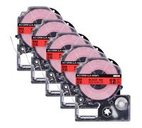 JCxYGAP 1PK 5PK Cinta de Etiquetas estándar Negra sobre Blanca Compatible con K Sun LabelWorks 9 24 mm 26 pies(5PK Black on Red)