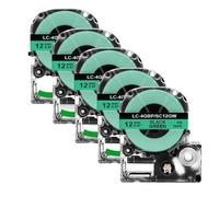 JCxYGAP 2 5 uds SS12KW ST12KW Compatible con SS12KW LK 4WBN SC12YW SC12KZ Cinta de Etiquetas de 12mm Compatible con Fabricante de Etiquetas LW 300 400(5PK Black on Green)