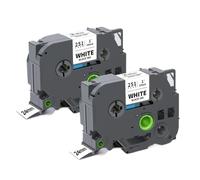 JCxYGAP 2 Piezas 5 Piezas 24 mm TZe251 Cinta de Etiquetas Compatible Tze-251 Tz 251 Cinta laminada Negra sobre Blanca para rotuladoras(2PK Black on White)