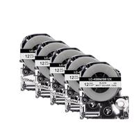 JCxYGAP 5 Piezas de 12 mm compatibles con SC12YWLK 4YBP Retorno en Cintas de Etiquetas Amarillas SS12KW Espon compatibles con Impresora de Etiquetas LW 300 400(Matt Siliver)