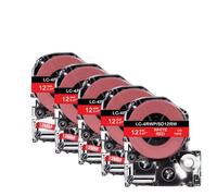 JCxYGAP 5 Piezas de 12 mm compatibles con SC12YWLK 4YBP Retorno en Cintas de Etiquetas Amarillas SS12KW Espon compatibles con Impresora de Etiquetas LW 300 400(White on Red)
