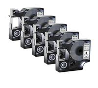 JCxYGAP 5PK D1 Cintas de Etiquetas 12 6 9 19 24mm 45013 45010 Etiqueta Multicolor Negra sobre Blanca Compatible con LabelManager 120P 210D 400 450(12mm Black on Silver)