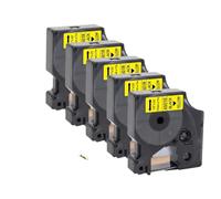JCxYGAP Cinta 45013 45010 45018 45024 12 mm Compatible con LabelManager 160 280 COLORPOP Label Maker 5 o 10 Piezas(5PK Black on Yellow)