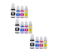 JCxYGAP Recarga de Tinta BK C M Y QY6 8004 Compatible con G1800 G2800 G3800 G1000 G2000 G3000 G1100 G2100 G3100 G1900(12pcs 3set)