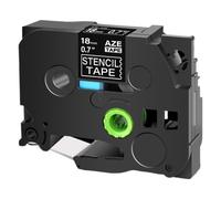 JCxYGAP Ruban Pochoir 18 mm 24 mm 36 mm STe-151 Compatible con Imprimante D étiquettes STe141 STe 161 Noir Sur étiquette Transparente Compatible con Imprimante D étiquettes PT P900W E500 D600(18mm)