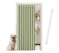 JCyh Cortina de Puerta Opaca Plegable - con Barra Telescópica y Magnética - para Cocina, Interior, Exterior, Separador de Ambientes y Armario Dormitorio, Verde