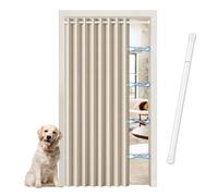 JCyh Cortina Plegable para Puerta con Barra Telescópica - Sin Perforaciones para Fácil Instalación - Cortina Opaca Magnética para Cocina, Separación de Ambientes, Dormitorio y Armario Abierto, Arena
