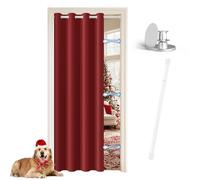 JCyh Cortina Puerta Exterior con Barra Telescópica, Cortina de Puerta Opaca con Botón Magnético para Dormitorio, 1 Pieza Cortinas Rojo Navideño con Trabillas para Cortina de Probador, Barra 70-128 cm