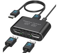 JCYMELE 4K@120Hz Displayport a Dual DP Adapter Display Port Splitter Extendido para 2 Monitores para Tarjetas Gráficas de Ordenador Soporte MST y SST Modo