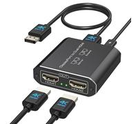JCYMELE Displayport a Dual HDMI Splitter extendido para doble pantalla 4K @60Hz Puerto de visualización a 2 adaptadores HDMI para tarjetas gráficas de computadora compatible con modo MST y SST