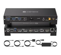 JCYMELE Estación de acoplamiento USB C, interruptor KVM, 3 montores, 2 computadoras con fuente PD de 100 W, puerto híbrido Displayport y HDMI KVM triple 4K60Hz o pantalla extendida dual 4K144Hz para
