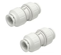 JD Brands Conectores rectos de ajuste a presión de 15 mm (paquete de 2) | Accesorios de fontanería sin herramientas para tuberías de cobre y plástico de 15 mm | Accesorios de tubería de radiador y