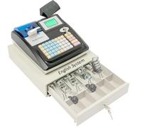 JDBDU Electronic Cash Register English System Dual LED Display with 48 Keys POS Banknote Recognition Function Cash Register for Retail Restaurant Supermarket