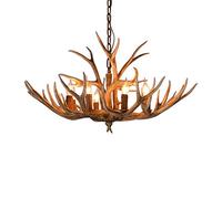 JDBDU Lámpara de araña, cuernos lámpara colgante 6 E14 luz antler de ciervos lámpara estilo retro luces decorativas para bar, restaurante, dormitorio, sala de estar