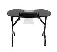 JDBDU Mesa de manicura con aspiración, 90 x 40 cm, con ruedas, 100 CFM, incluye 3 bolsas de aspiradora y reposamuñecas, color negro